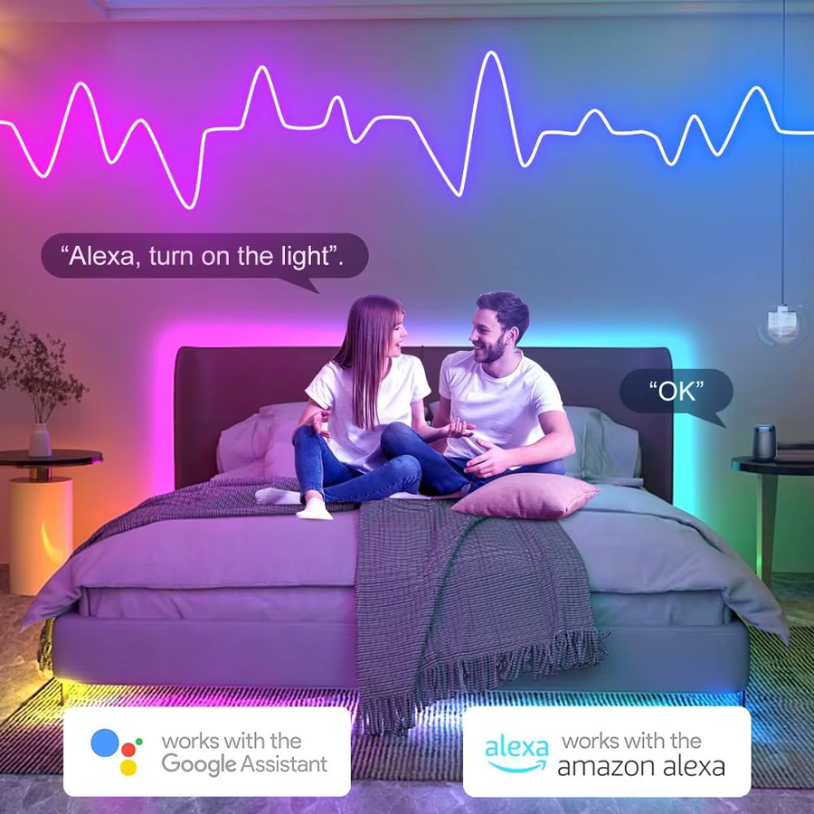 CENFAYA WiFi Neon RGBIC LED Streifen, 5 m, Wasserdicht, 24 V, Adressierbare IC Multicolor LED Flex mit Fernbedienung, kompatibel mit Alexa und Google Assistant - Bild 2
