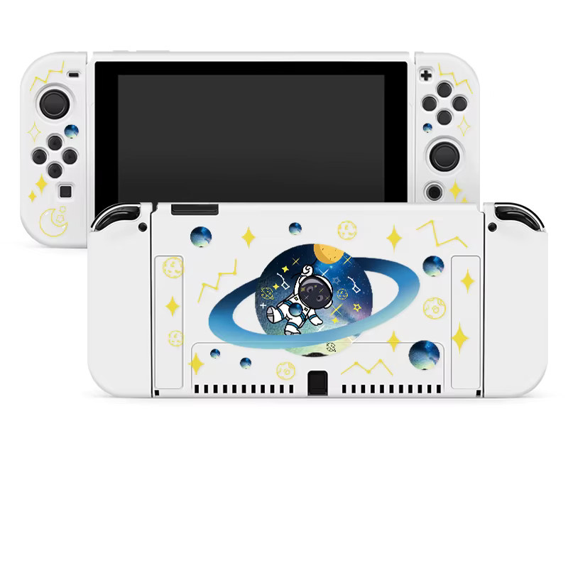 Astronaut Schutzhülle für Nintendo Switch OLED in Weiß, weiche und schlanke TPU Abdeckung für Konsole und Joy-Con - Bild 3