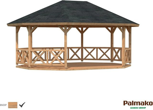Palmako Holz-Pavillon Betty Braun aus Leimholz mit Metallpfostenträgern, B/T: 615 x 465 cm - Bild 1