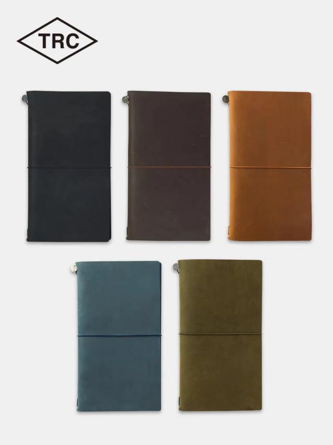MIDORI Reisetagebuch aus Leder in Schwarz mit Journaling-Einsätzen und Aufklebern - Bild 6