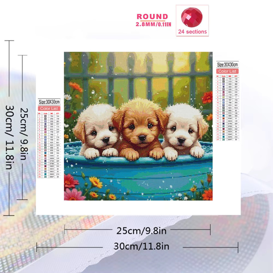 Evershine Diamant-Mosaik-Hund DIY-Stickerei-Set mit Tiermuster in Multicolour für Erwachsene und Anfänger, B/H: 20 x 20 cm - Bild 2