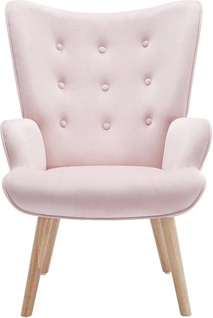 Vente-unique Sessel Vately mit gerader Rückenlehne aus Samt in Rosa, B/T/H: 69 x 69 x 69 cm - Bild 1