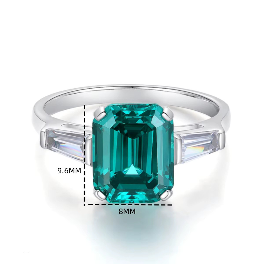 YANZE Ring 925 Silber, Smaragd, Damen - Bild 4