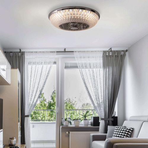 Näve LED-Deckenleuchte Viento mit Ventilator, transparent/verchromt, Durchmesser: 55 cm, Höhe: 36 cm - Bild 3