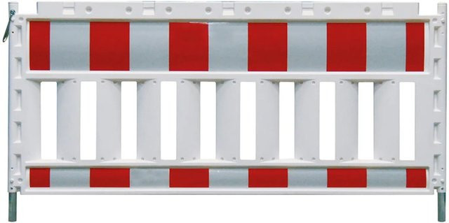 Schake Euro-Absperrschranken RA2/B in Weiß-Rot mit Absperrband aus Kunststoff, Breite: 1,2 m - Bild 1