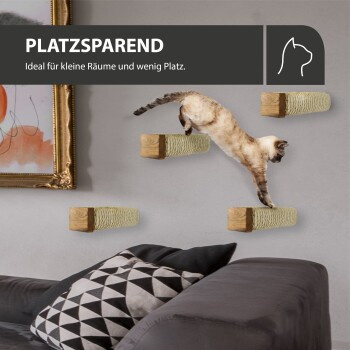 Rohrschneider Katzentreppe Wandelement für Katzen mit Sisalseil, 4er Set, beige - Bild 3