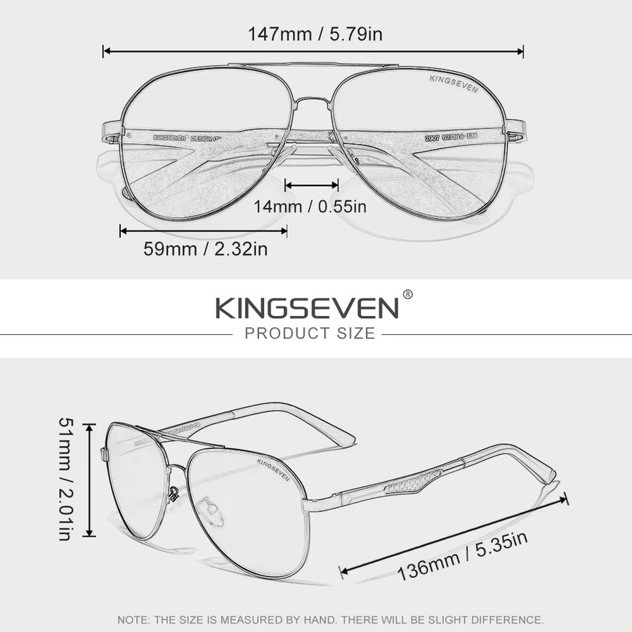 KINGSEVEN Sonnenbrille Aviator, Vollrand, Metall, Unisex - Bild 3