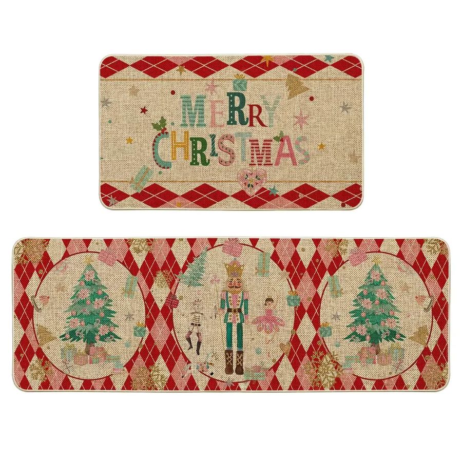 VIKAMA 2er-Set Weihnachtsküchenteppich mit Nussknacker-Design, rutschfest und leicht zu reinigen - Bild 3