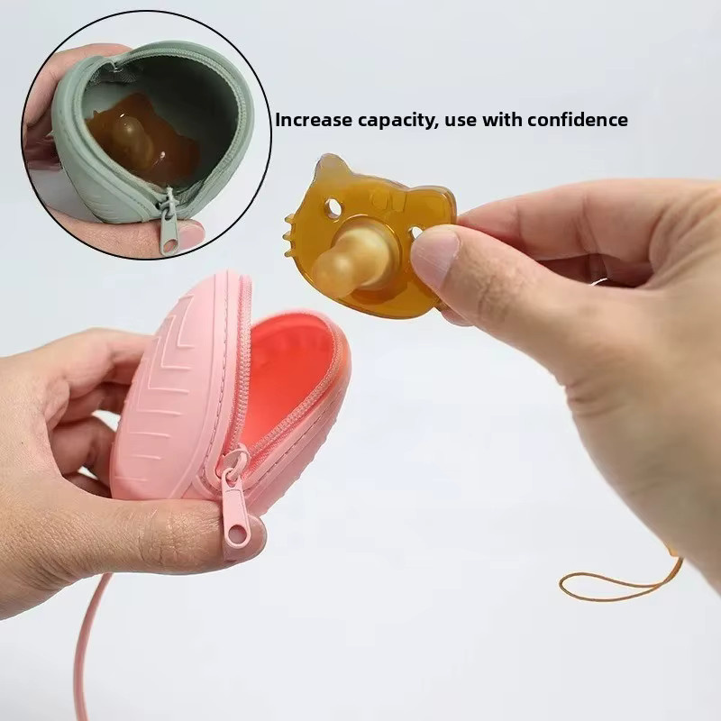 Tragbare Schnullerbox für Säuglinge aus BPA-freiem Silikon in Pink - Bild 2