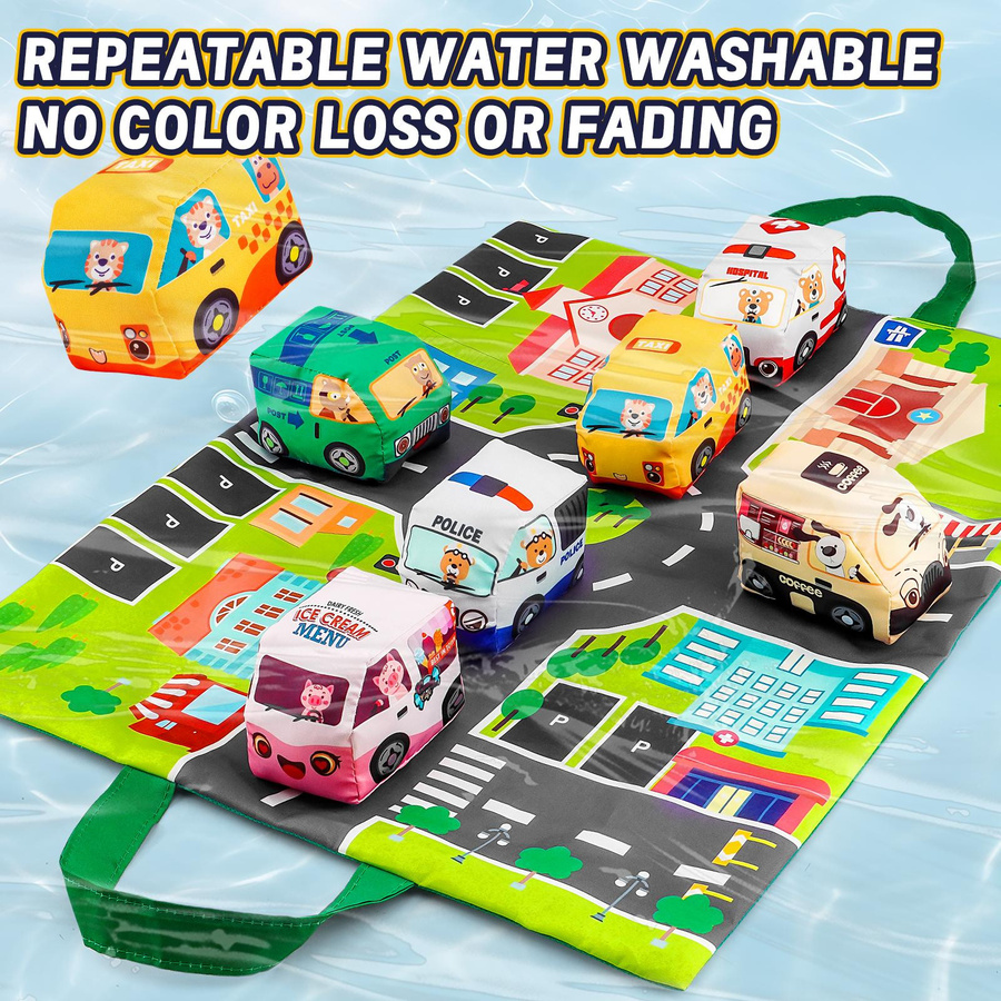 Yiran Toy Baby Montessori Weiches Auto Spielzeug mit Karte ab 0-3 Jahre - Bild 2