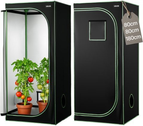 VEVOR Growzelt aus hochreflektierendem 600D Mylar mit Beobachtungsfenster und Bodenwanne, H x B x T: 180 x 80 x 80 cm - Bild 1