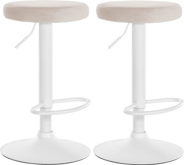 CLP 2er Set Barhocker Ponte in Beige mit Samtbezug und Metallgestell, drehbar und höhenverstellbar - Bild 1