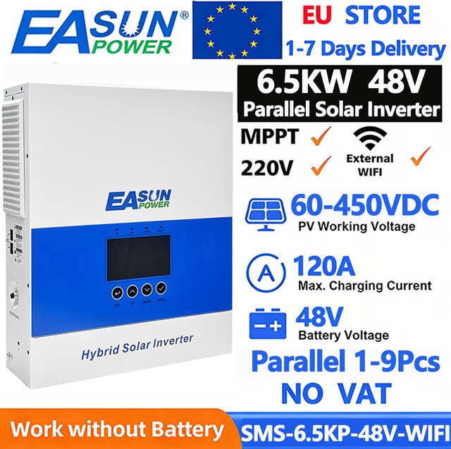 EASUN Hybrider Solar Inverter mit MPPT-Ladegerät und WIFI, 6.5KW, Farbe: Weiß - Bild 1