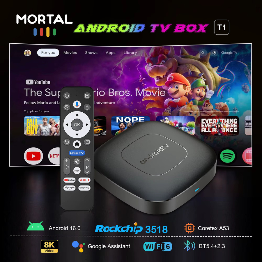 LVMAO Smart TV Box Android 16.0 mit Rockchip RK3518, 8GB RAM, 128GB Speicher, 8K HDR, Wifi6 und Bluetooth 5.4, Schwarz - Bild 2