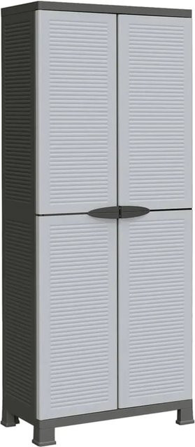 vidaXL Kunststoffschrank in Grau mit Scharniertüren und Schloss, B/T/H: 68 x 39 x 171,5 cm - Bild 1