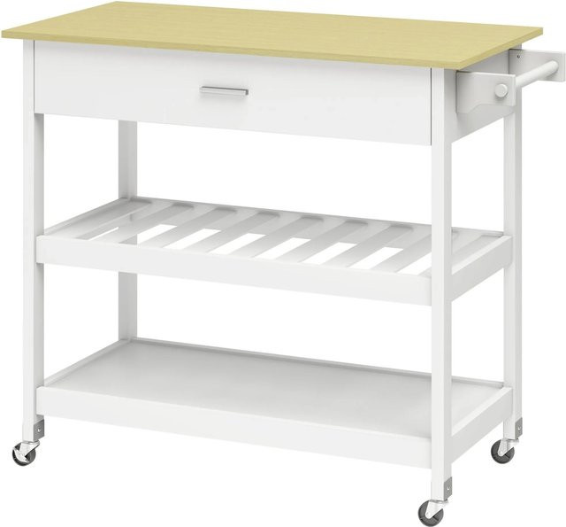 HOMCOM Küchenwagen aus MDF in Weiß mit Rollen, B/T/H: 51 x 51 x 92,5 cm - Bild 1