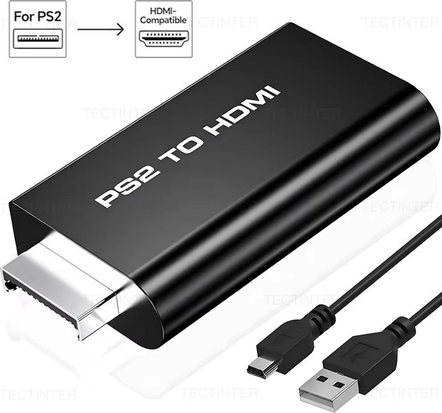 Sony PS2 zu HD HDMI Konverter Adapter in Schwarz mit 3,5 mm Audio Unterstützung für 480i/480p/576i Auflösung - Bild 1