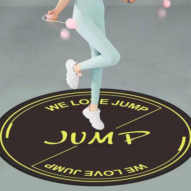 Rutschfeste und verdickte Springseil-Bodenmatte für Indoor-Fitness und Yoga, Schwarz, B/B: 100 x 100 cm - Bild 1