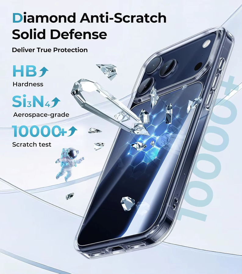 Apple Diamond Clear Handyhülle für iPhone 17 Pro Max, iPhone 17 Pro, iPhone 17 und iPhone 17 Air, transparent, stoßfester Schutz mit Anti-Yellowing Technologie - Bild 5