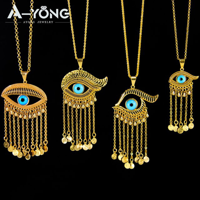 A-YONG AYONG JEWELRY Charm-Anhänger, Türkische blaue Augen, Gold, Damen - Bild 1