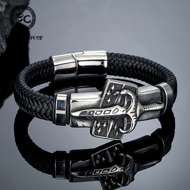 bobo cover Lederarmband, Edelstahl, Vintage, Herren - Bild 1