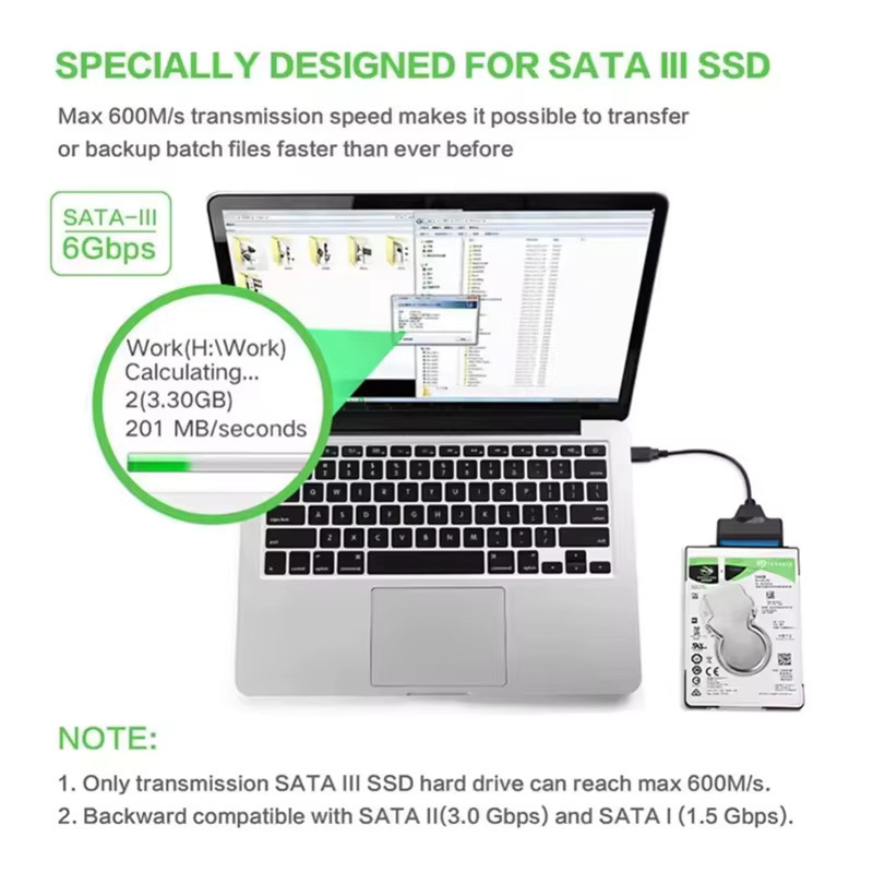 OUIO USB-C zu SATA III Festplattenadapter für 2,5 Zoll HDD und SSD, USB 3.0 Konverter Kabel in Schwarz - Bild 4