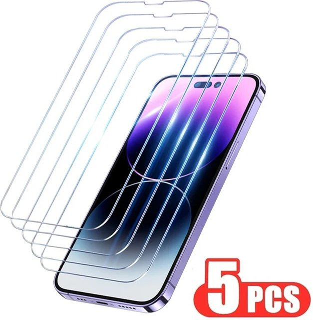 5er Set Panzerglas Display Schutzfolie für Apple iPhone 11 12 13 14 15 Pro Max und XR XS MAX in Transparent - Bild 1