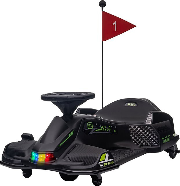 HOMCOM Elektro Gokart Drift Kart mit Lichtern und Musik, Schwarz, 8-12 Jahre - Bild 1