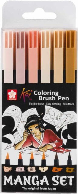 Koi Coloring Brush Pens Manga 6-teilig in Multicolour mit Brush-Spitze und Tinte - Bild 1