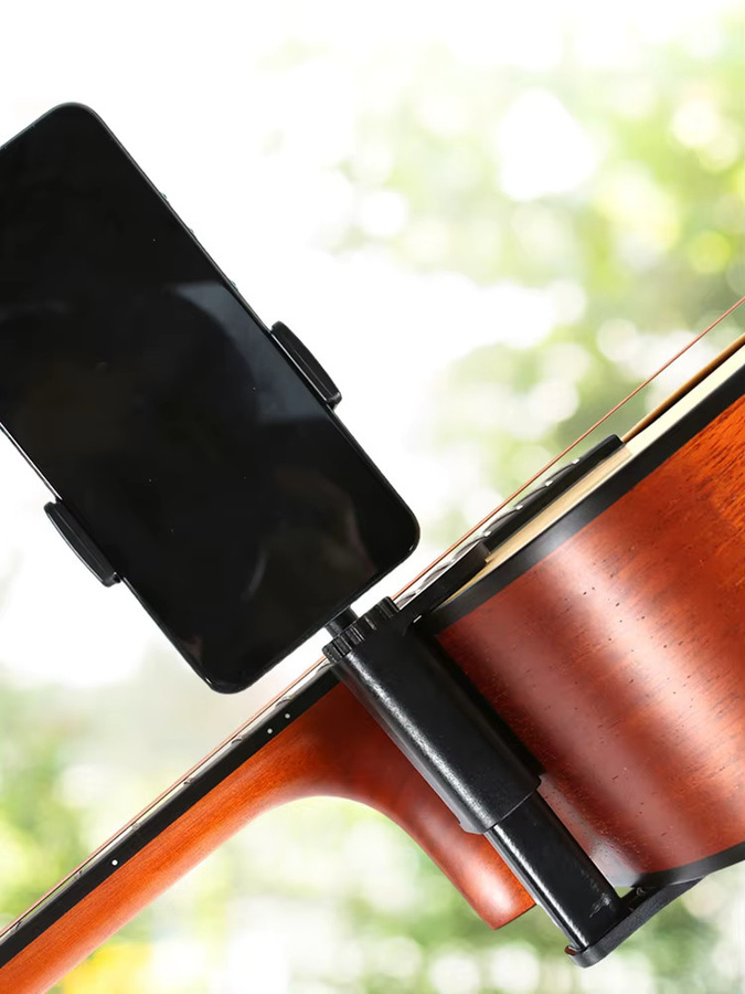 VKTECH Gitarren-Telefonhalter in Schwarz, verstellbare Smartphone-Unterstützung für Video-Calls und Streaming - Bild 6
