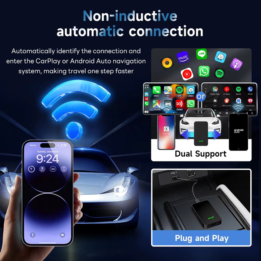 Carlinkit Wireless CarPlay und Android Auto Adapter Mini SE Pro in Schwarz mit 2,4 GHz und 5,8 GHz WiFi für Apple iPhone und Android Geräte - Bild 4