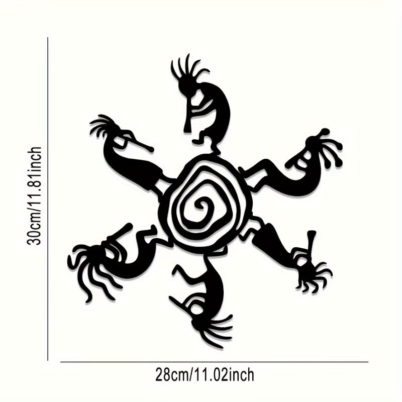 Kokopelli Wandskulptur aus Metall in Schwarz von CIFBUY im südwestlichen Stammesdesign für deine Heim- und Bauernhausdekoration - Bild 2