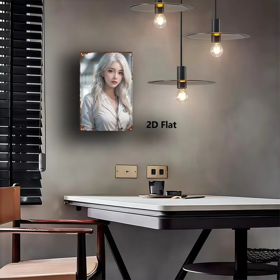 Blechschild HELLOYOUNG Damenporträt Kunstillustration in Silber und Multicolour, Rechteckige Dekorplakette für deine Wand, Breite: 20,3 cm, Höhe: 30,5 cm - Bild 4