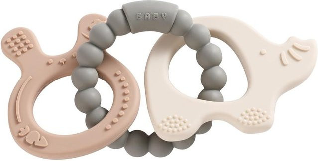 Binchi Outdoor Product Baby Silikon Beißring mit Rassel in Bunt, BPA-frei und lebensmittelecht für Neugeborene - Bild 1