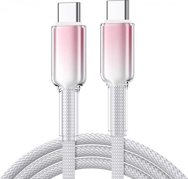 NNBILI USB-C Schnellladekabel 65 W mit Anti-Überhitzung, Dual Typ C Kabel für iPhone 16 15 Pro Max, MacBook, Xiaomi und Samsung, Transparent Pink - Bild 1
