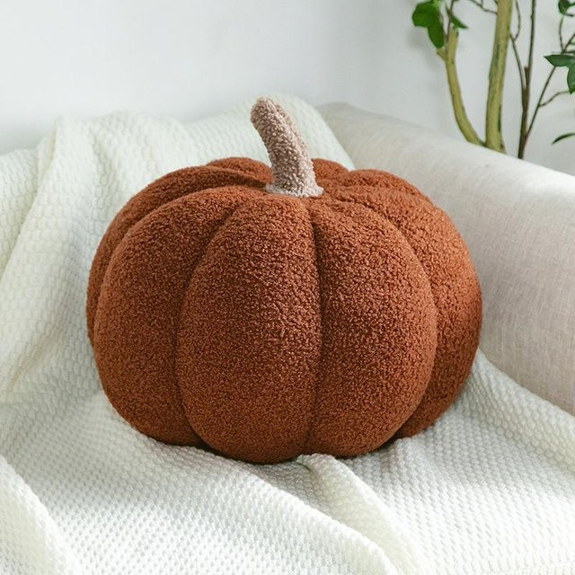 Kürbisförmiges Plüschkissen in Orange im nordischen Stil für Sofa und Bett, Durchmesser: 35 cm - Bild 1