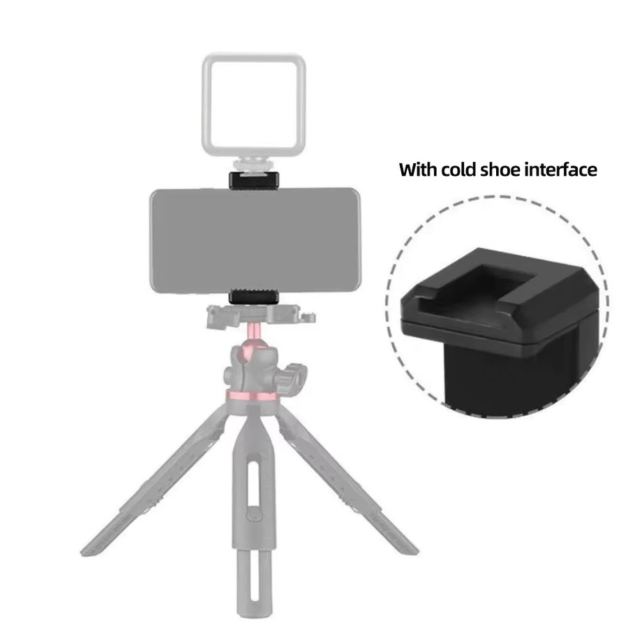 EXSKOF Handy-Clip-Stativhalter mit Kaltschuh und 1/4 Zoll Schraubenloch für iPhone Samsung Huawei Xiaomi Realme Smartphones, Schwarz - Bild 3