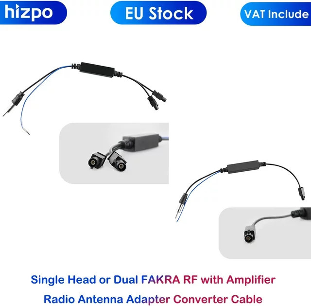 Hizpo Fakra RF Radio Antennen Adapter Konverter Kabel mit Verstärker für Audi VW Benz Auto Multimedia Player, Schwarz - Bild 1