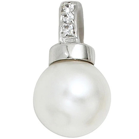 Colfem Anhänger 925 Sterling Silber, rhodiniert, 3 Zirkonia, Perlenanhänger, Unisex - Bild 1