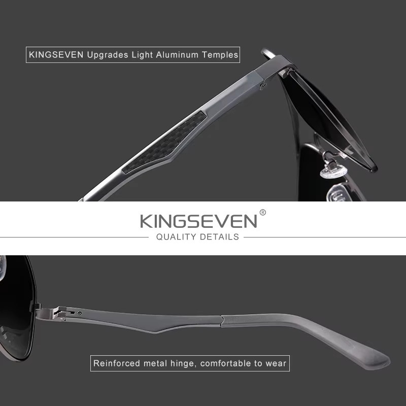 KINGSEVEN Sonnenbrille Aviator, Aluminium, Vollrand, polarisiert, Unisex - Bild 3