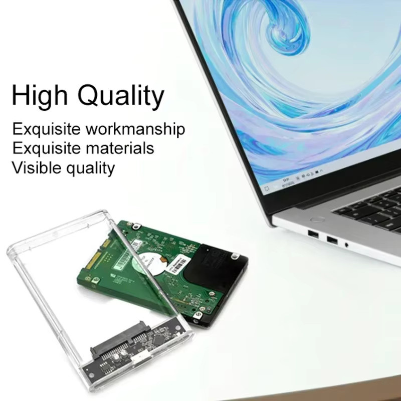 WALRAM Transparentes 2,5-Zoll-HDD-Gehäuse mit USB 3.0 SATA-zu-USB-Adapter für SSDs, werkzeuglose externe Festplattenbox - Bild 3