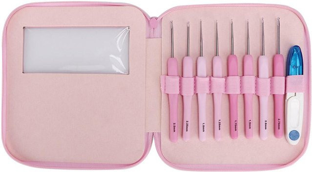 OutsideWorld Häkelnadel Set aus Weichplastik und Metall, 8 Stück, Pink - Bild 1