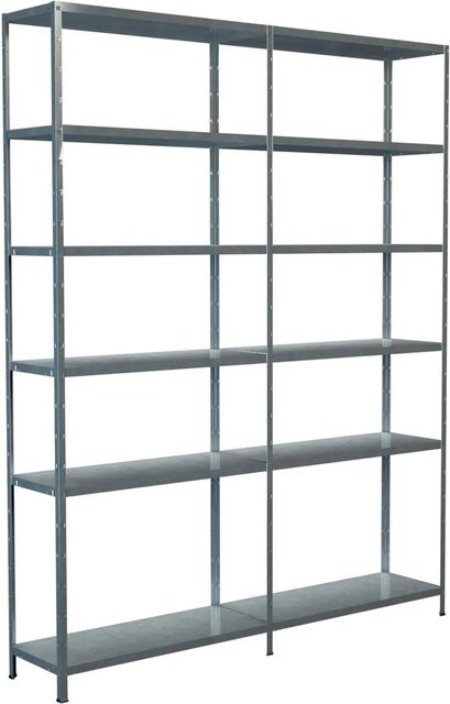 Schulte Regalwelt Steck-Grundregal verzinkt, H 230 cm x B 180 cm x T 35 cm - Bild 1