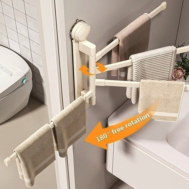 YUNJIEYA Klappbarer Wandhandtuchhalter mit Saugnapf für die Badezimmer-Ecke, Weiß oder Gelb - Bild 1