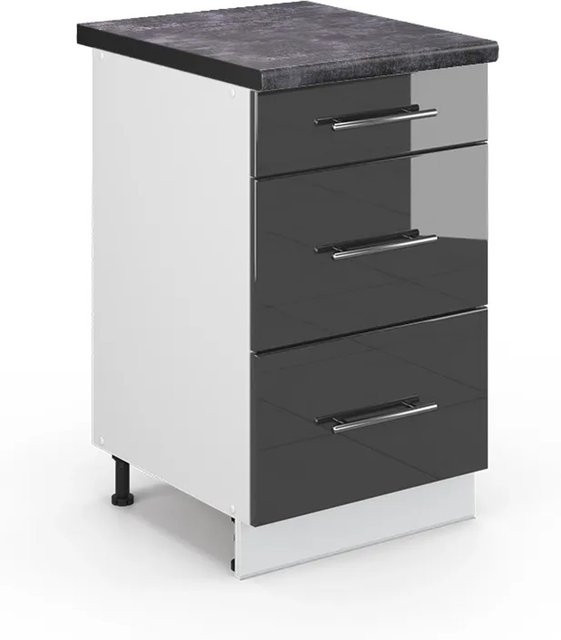 Vicco Küchenschrank Fame-Line Schubladenschrank in Anthrazit Hochglanz und Weiß - Bild 1