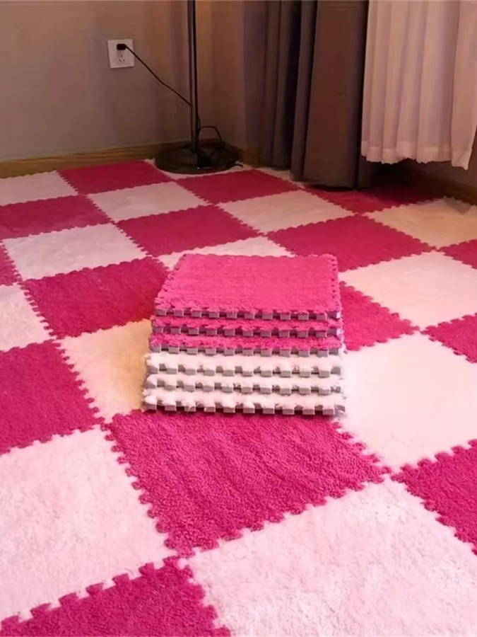 DHDH Rutschfeste Plüsch-Babyspielmatte aus weichem EVA, BPA-frei und waschbar, Pink/Weiß - Bild 2