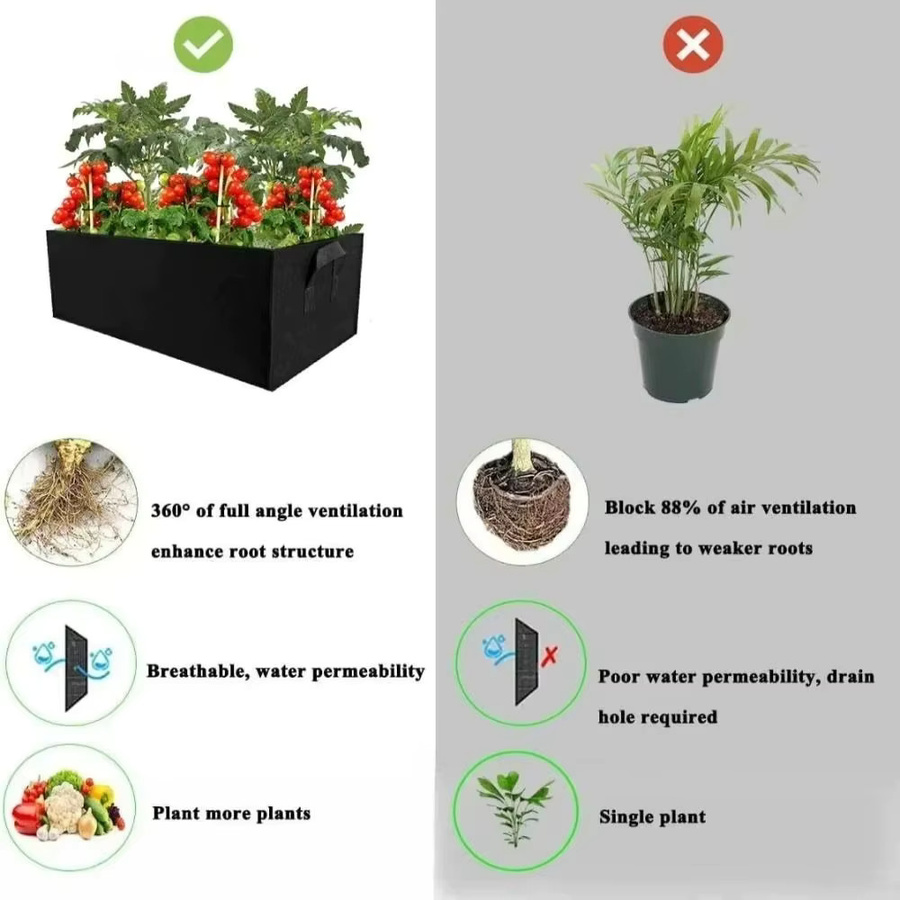 Quadratischer Pflanzbeutel aus schwarzem Filz für deinen Gemüsegarten - Bild 4
