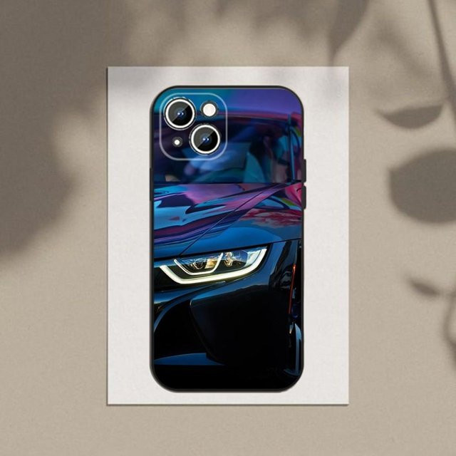 B-Blau Silikon Handyhülle im roten Auto-Design für Apple iPhone 15, 14, 13, 12, 11, XS, XR, X, 8, 7 Pro Max Plus mini - Bild 1
