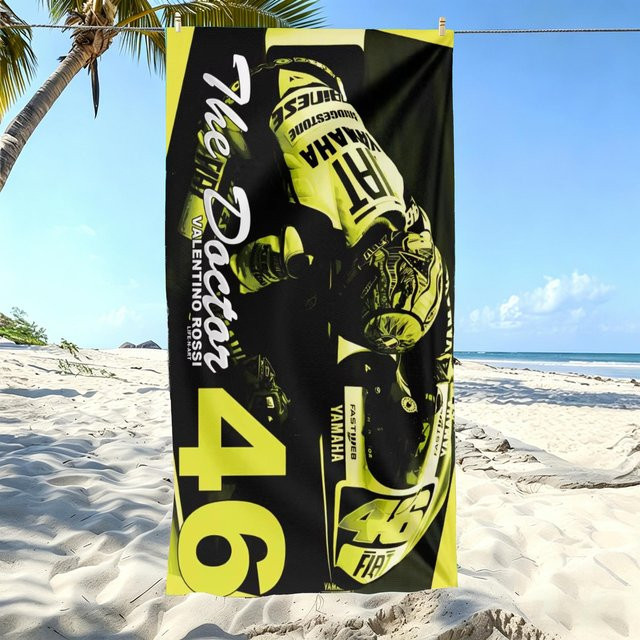 VR46 Racing Valentino Rossi 46 MotoGP Strandtuch aus Mikrofaser, B/B: 140 x 180 cm, Gelb - Bild 1
