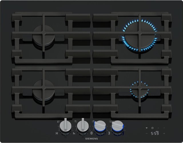 Siemens iQ700 ER6A6PH40 Gas-Einbaukochfeld in Schwarz mit Smart Home Integration und App-Steuerung - Bild 1